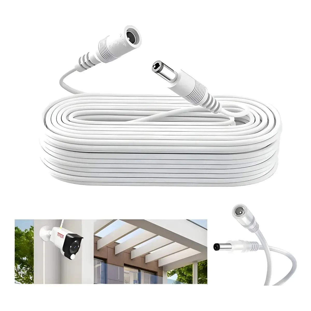 GENERICO - 20 Metros Cable Para Cámara Seguridad Extensor Universal 12v