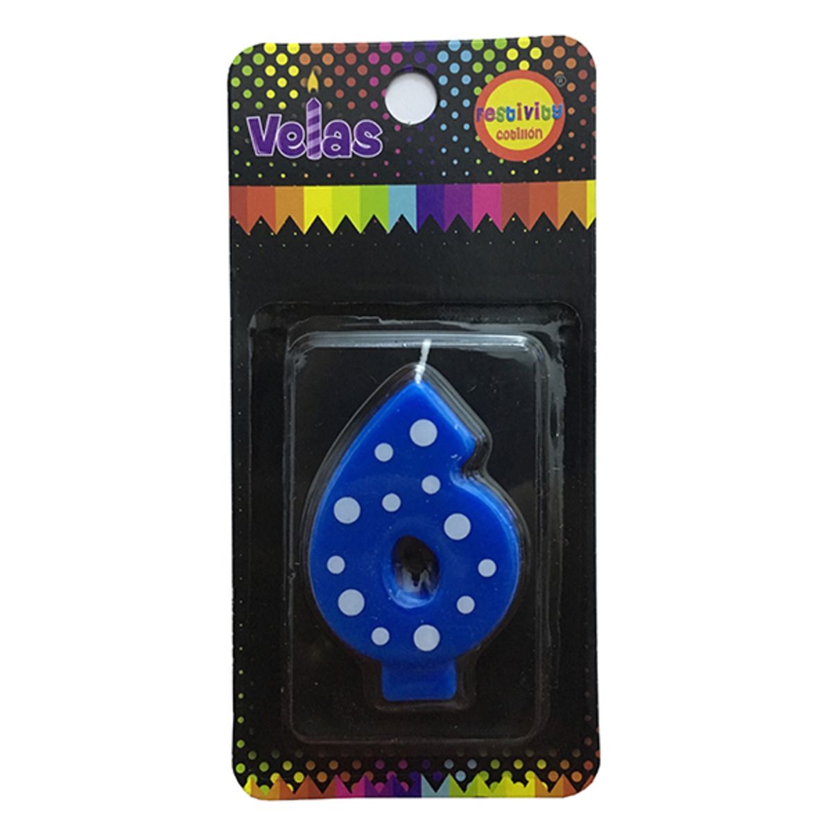 GENERICO - VELA NUMERAL CELESTE POLKA N? 6 X1 UNI