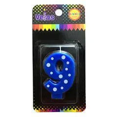 GENERICO - VELA NUMERAL CELESTE POLKA N? 9 X1 UNI