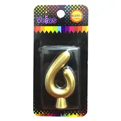 GENERICO - VELA NUMERAL DORADA 6 X1 UNI