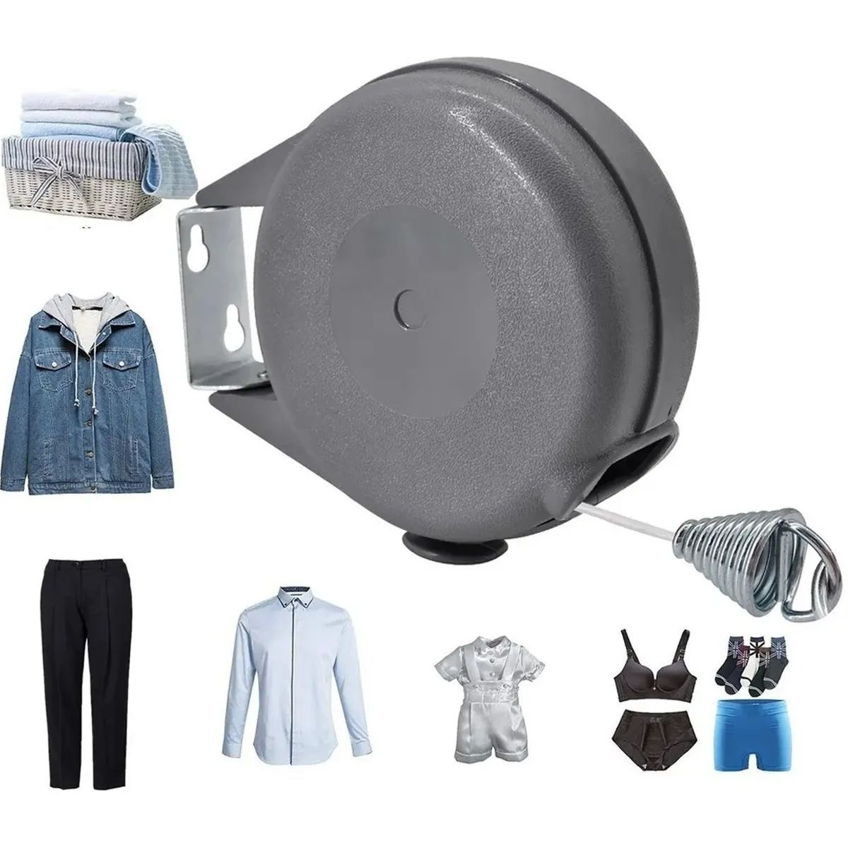 GENERICO - Cuerda Secar 12m Extensible ABSPVC Antideslizante Gris