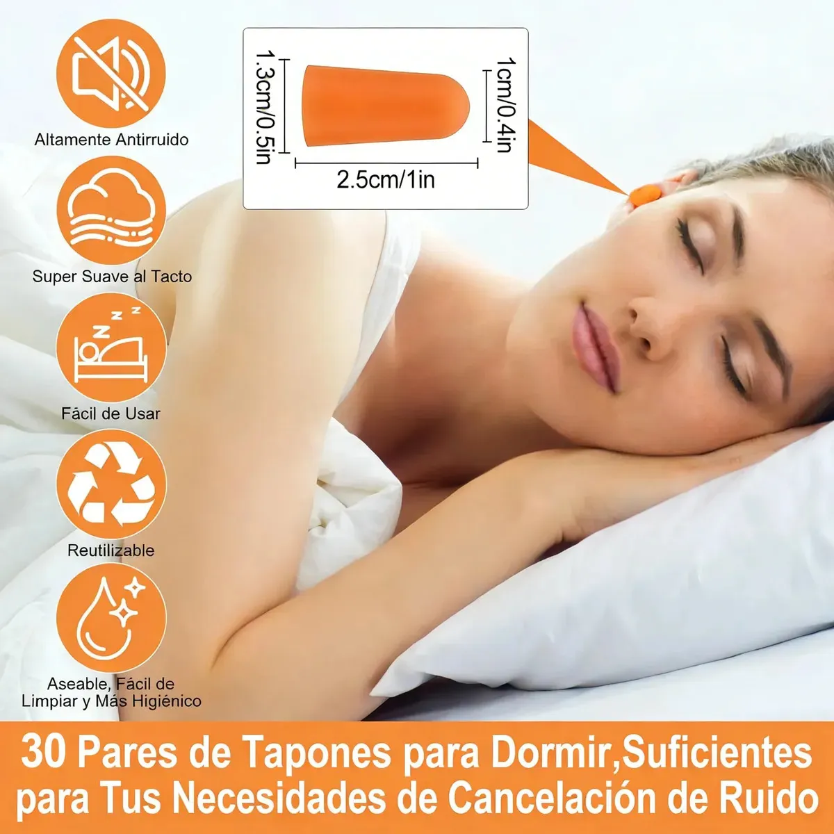GENERICO - 30 Pares Tapones Oidos Ruido Espuma Suave Para Dormir Viajar