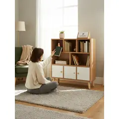 GENERICO - Librero Estantería Nórdico 3+2+3 Con 3 Puertas 80x24x84Cm Mdp