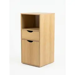 GENERICO - Velador Alto Organizador Multifuncional Clasico Con Cajon Y Puerta 30x30x70cm