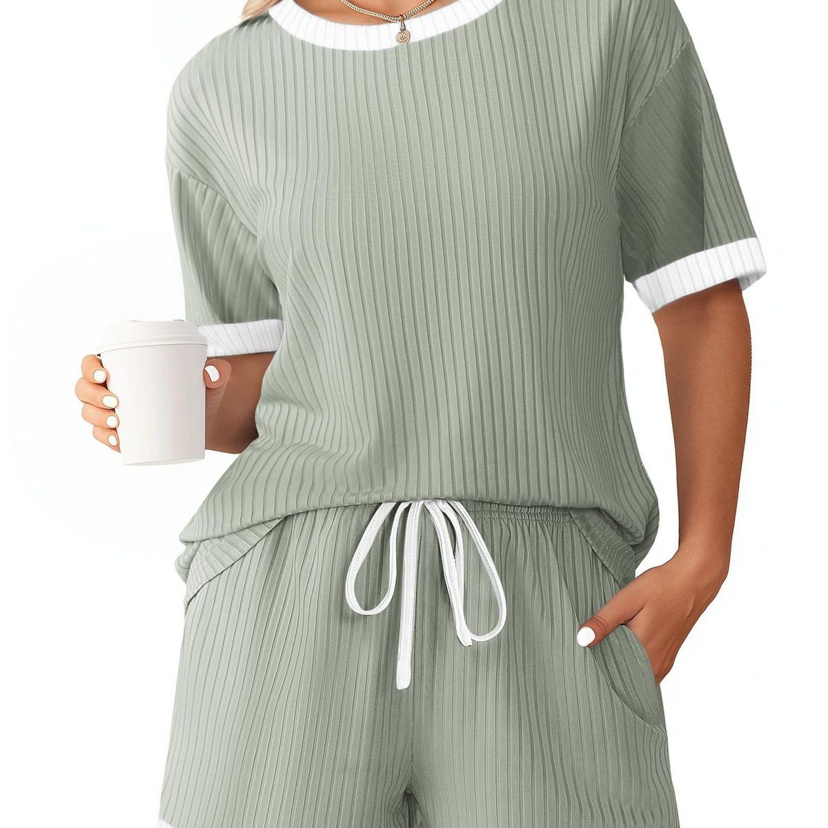 TIOZONEY - Conjuntos de ropa de mujer-Verde