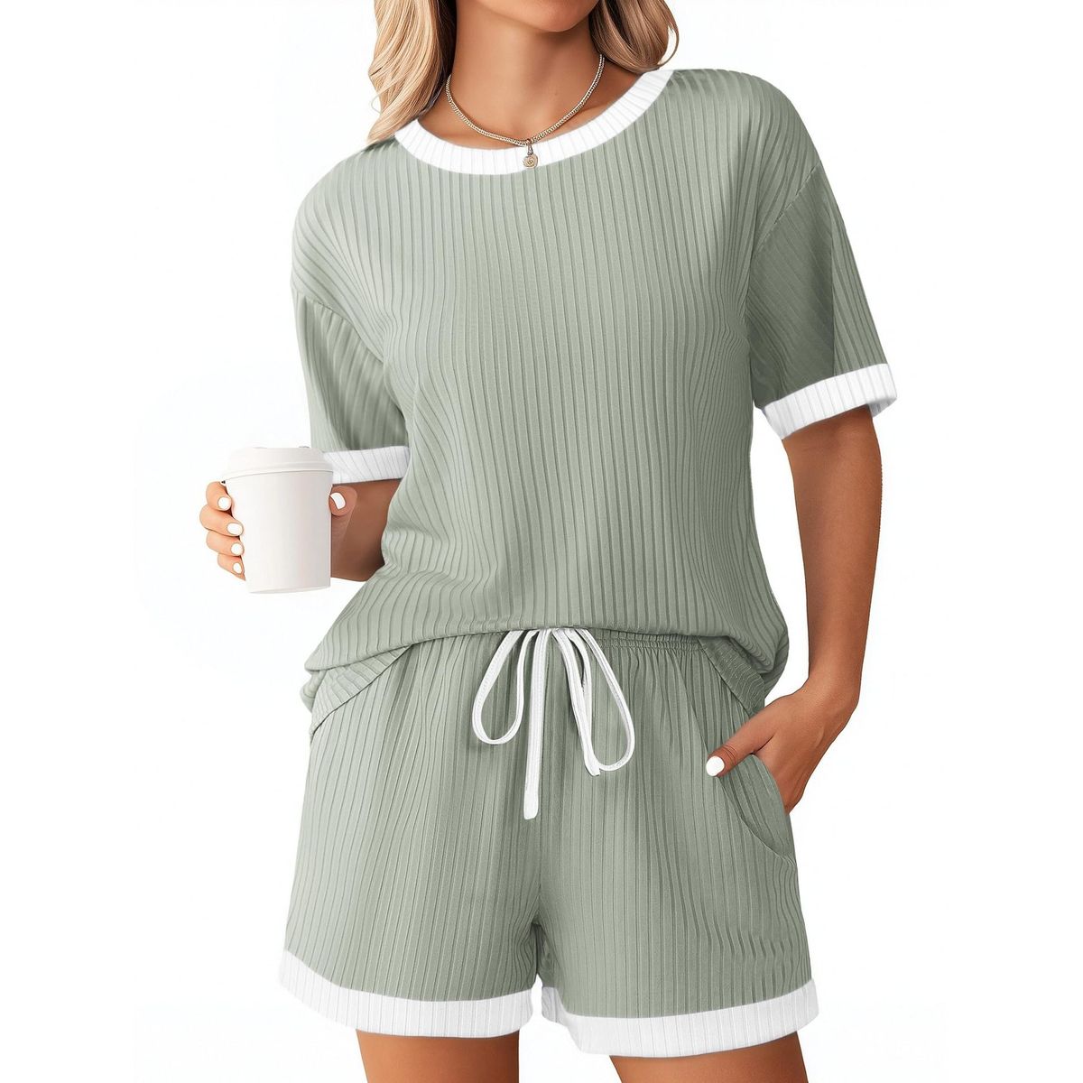 TIOZONEY - Conjuntos de ropa de mujer-Verde