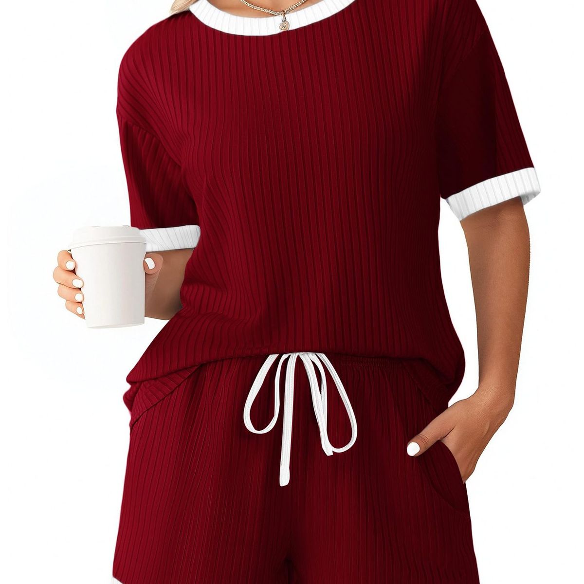 TIOZONEY - Conjuntos de ropa de mujer-Rojo