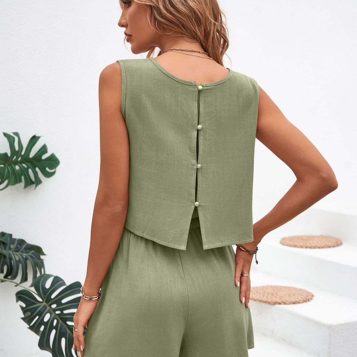 TIOZONEY - Conjuntos de ropa de mujer-Verde