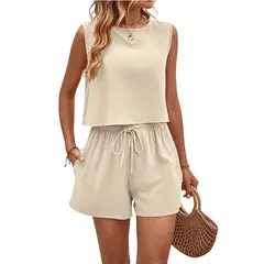 TIOZONEY - Conjuntos de ropa de mujer-Beige