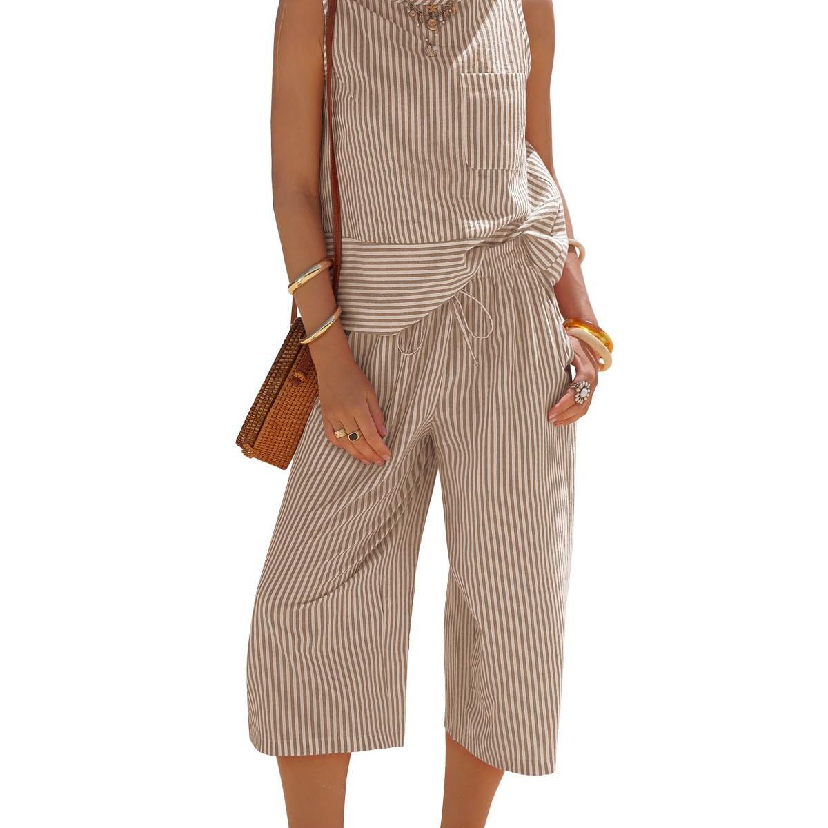 TIOZONEY - Conjuntos de ropa de mujer-Beige