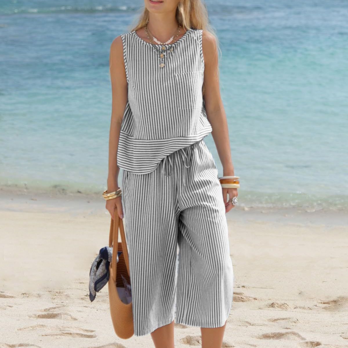 TIOZONEY - Conjuntos de ropa de mujer-Blanco