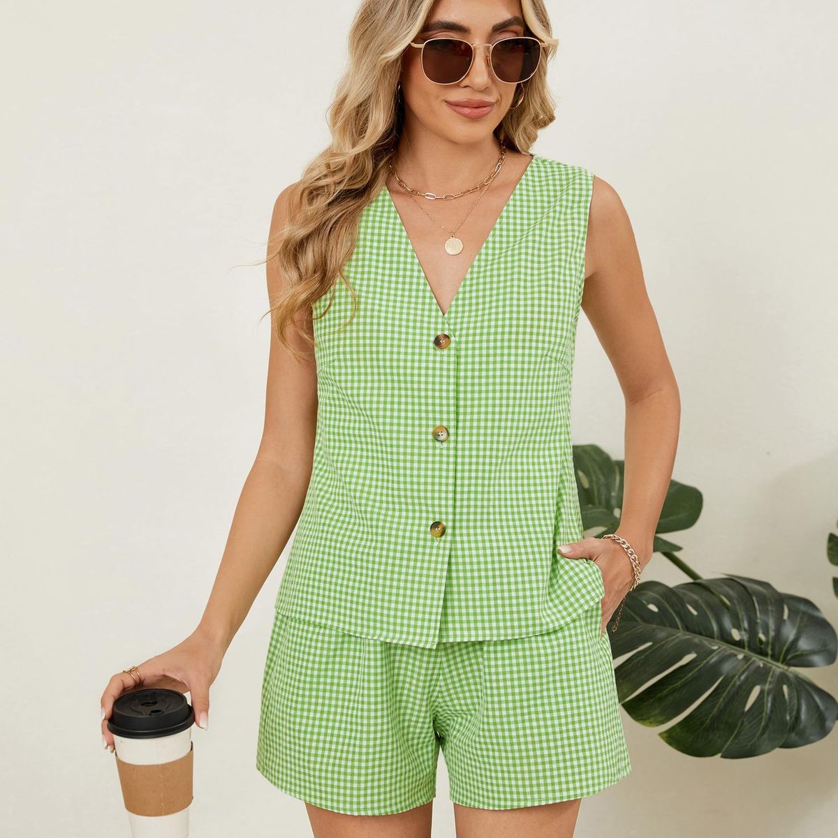 TIOZONEY - Conjuntos de ropa de mujer-Verde