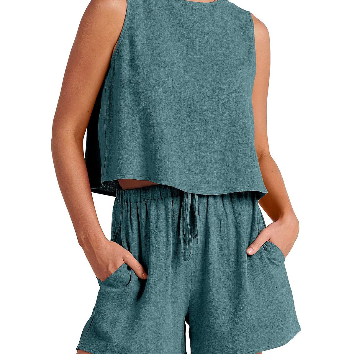 TIOZONEY - Conjuntos de ropa de mujer-Azul