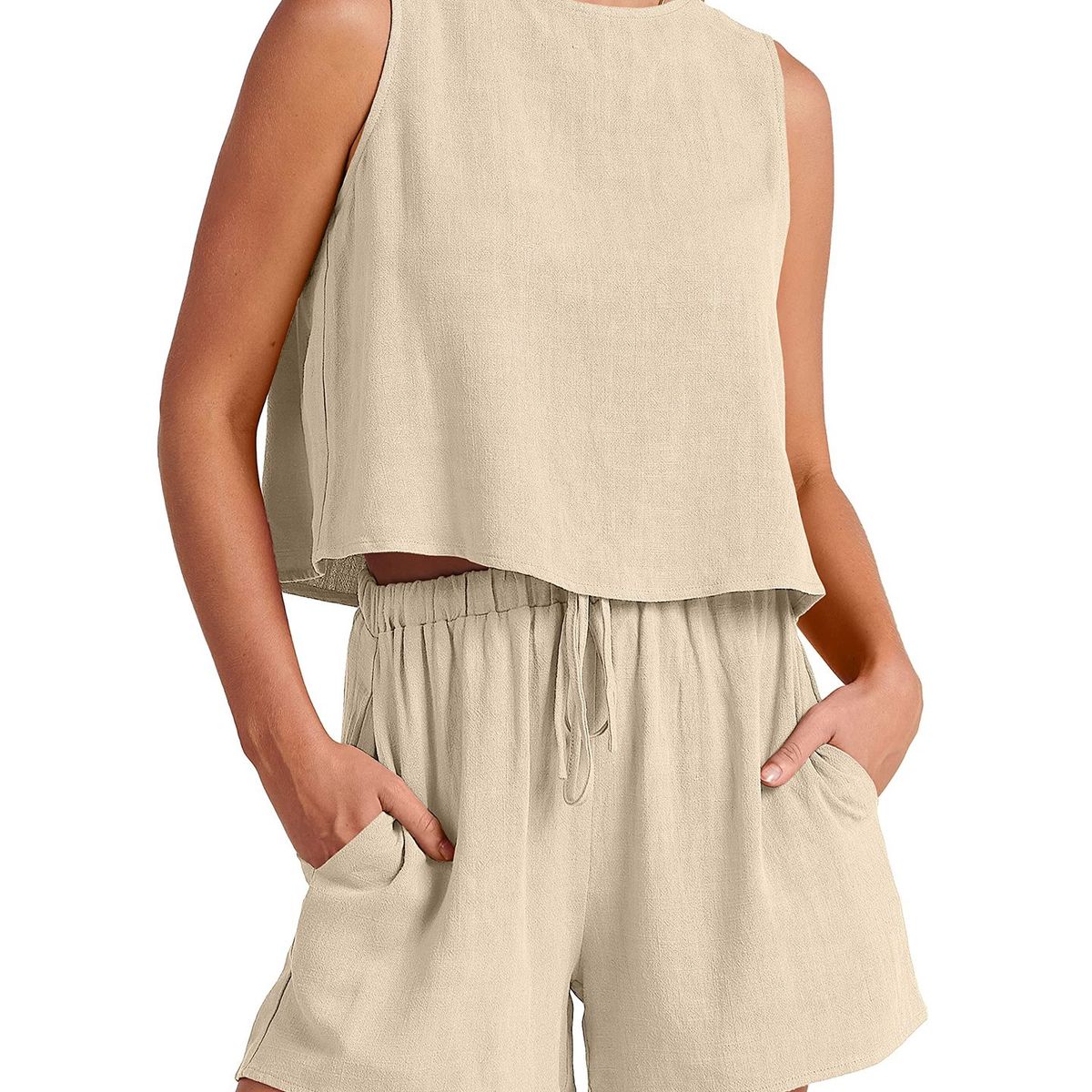 TIOZONEY - Conjuntos de ropa de mujer-Beige