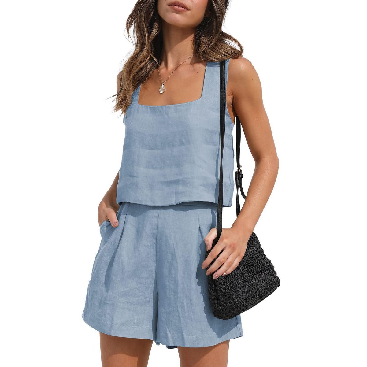 TIOZONEY - Conjuntos de ropa de mujer-Azul