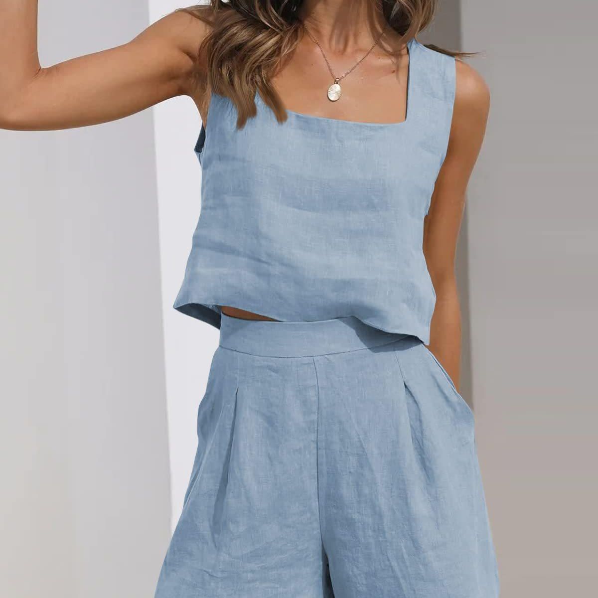 TIOZONEY - Conjuntos de ropa de mujer-Azul