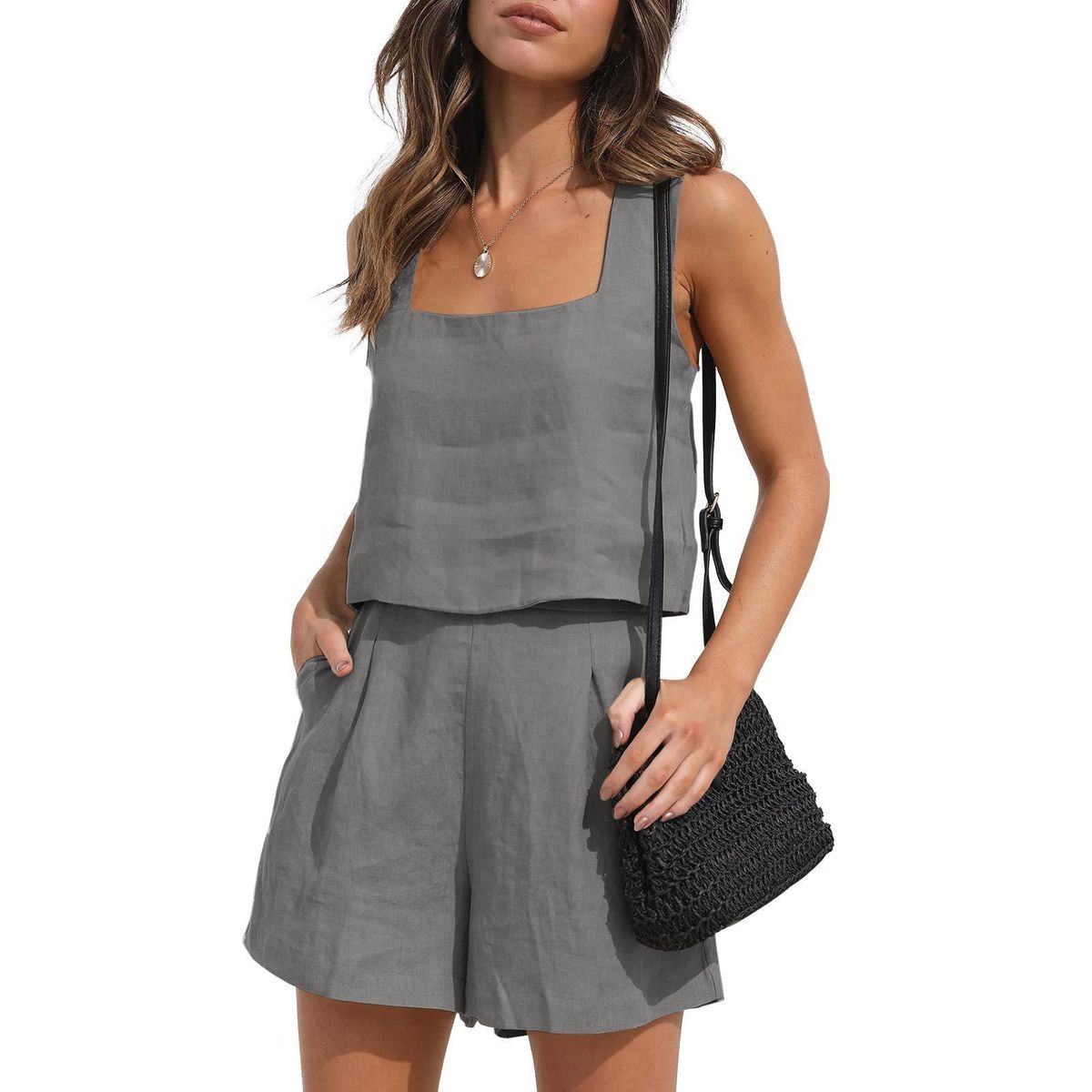 TIOZONEY - Conjuntos de ropa de mujer-Gris