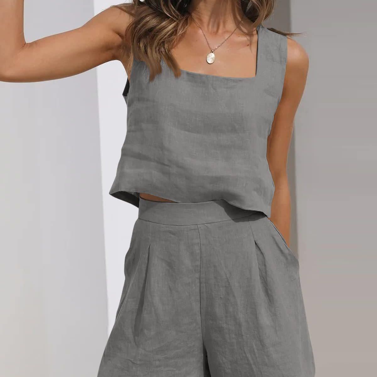 TIOZONEY - Conjuntos de ropa de mujer-Gris