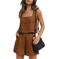 TIOZONEY - Conjuntos de ropa de mujer-Café