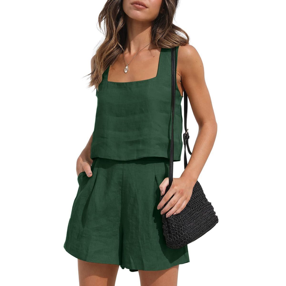 TIOZONEY - Conjuntos de ropa de mujer-Verde Militar
