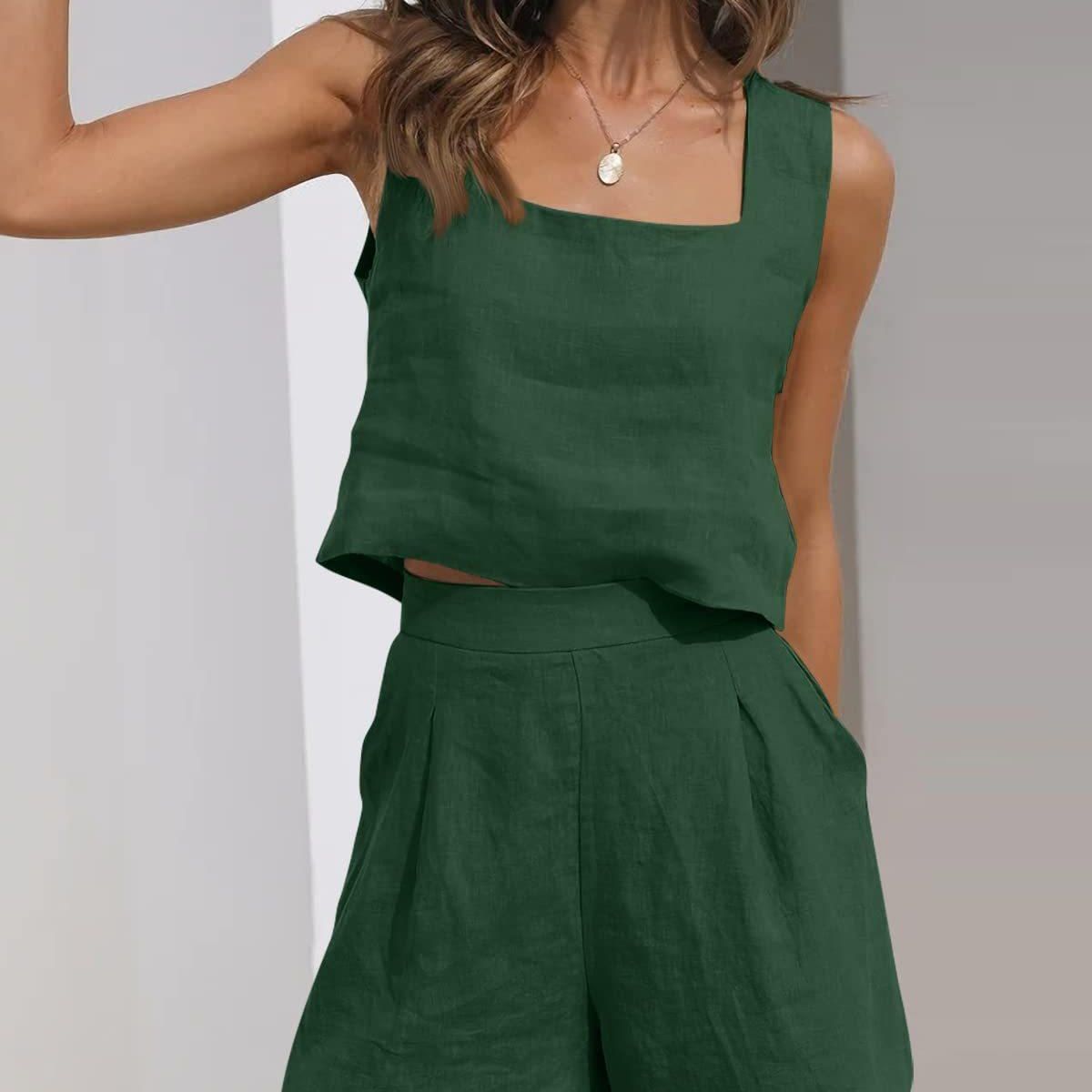 TIOZONEY - Conjuntos de ropa de mujer-Verde Militar