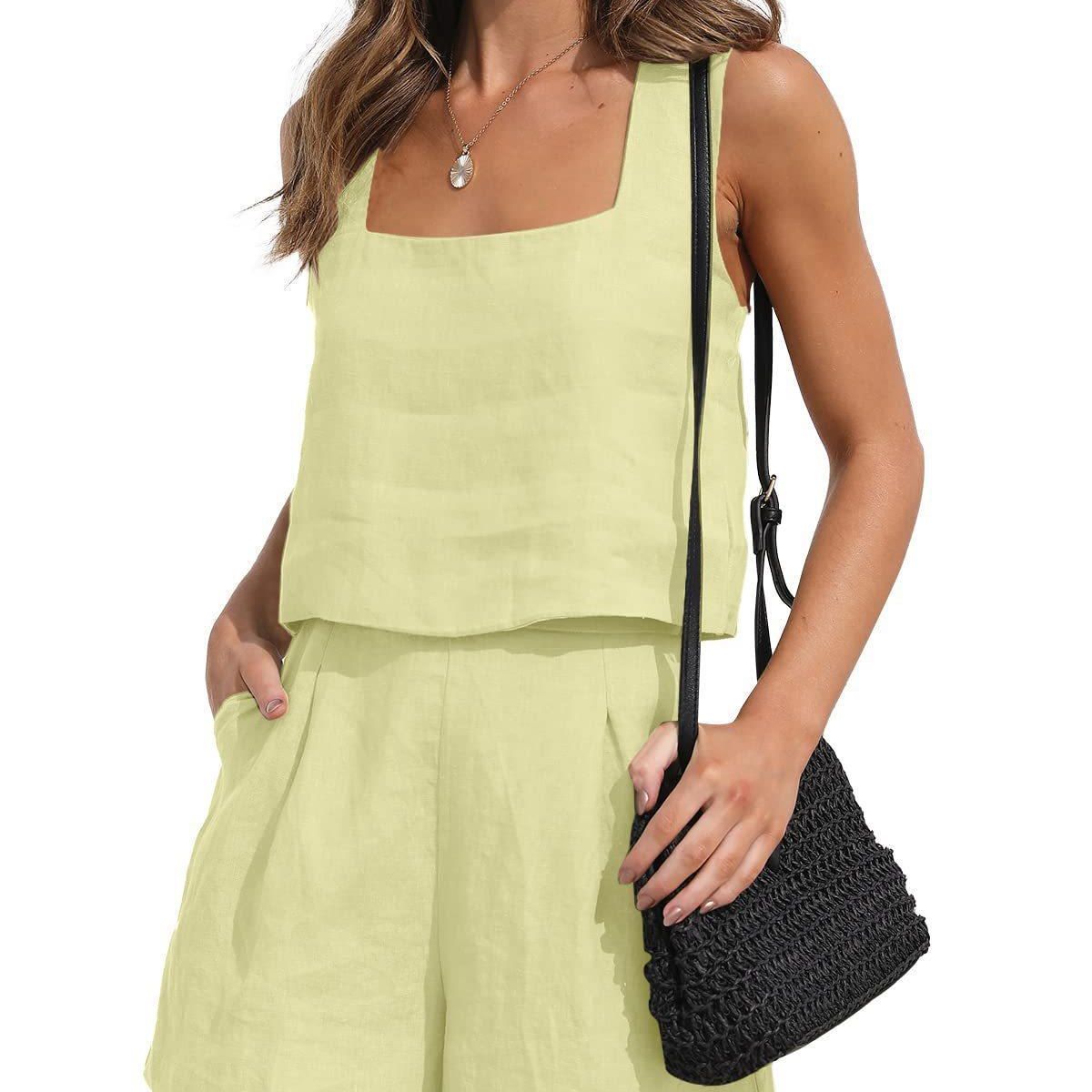 TIOZONEY - Conjuntos de ropa de mujer-Amarillo
