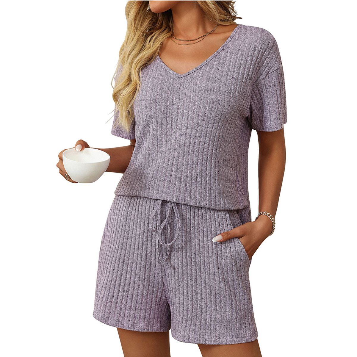 TIOZONEY - Conjuntos de ropa de mujer-Morado