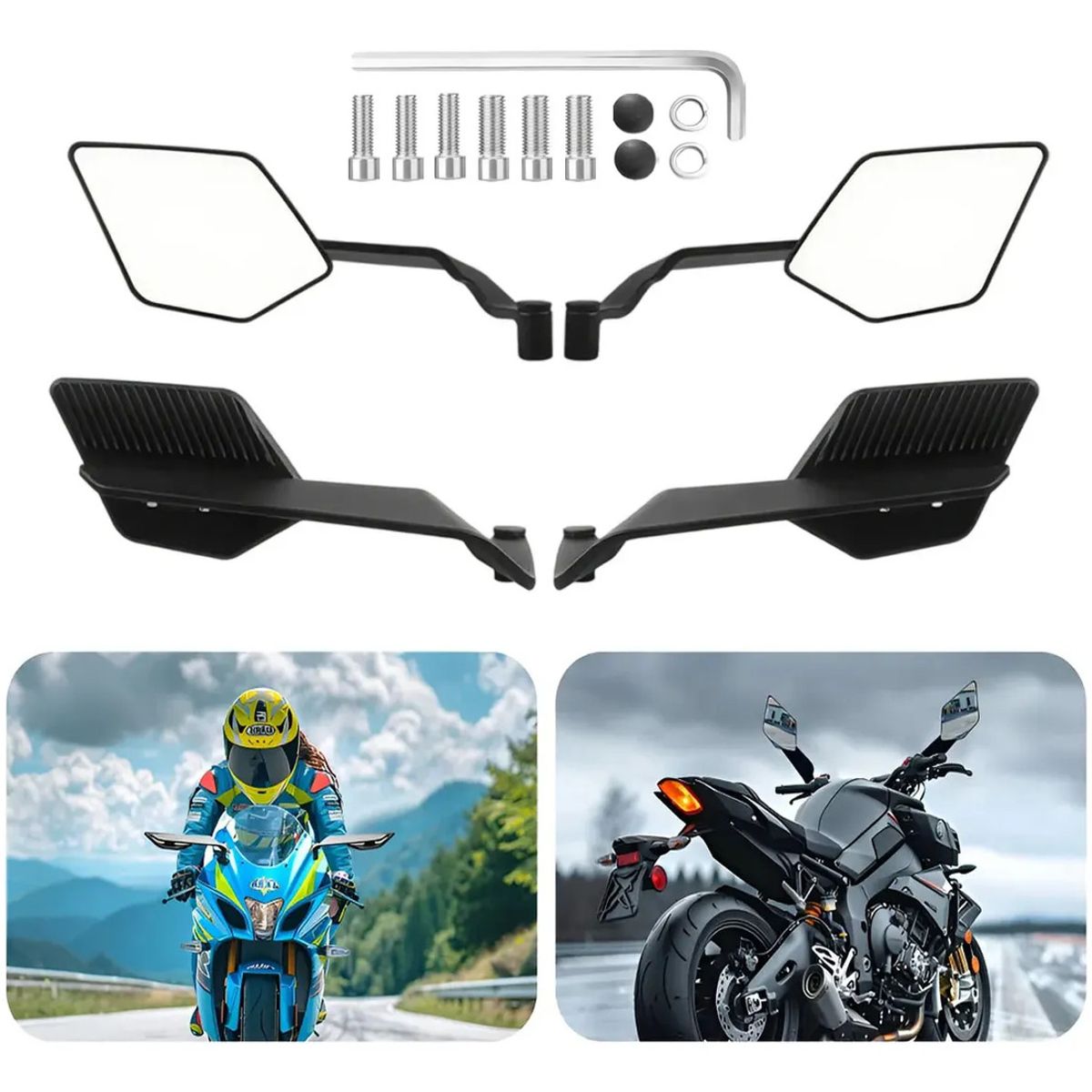 GENERICO - Espejos Retrovisores Para Motocicleta Universales Giratorio
