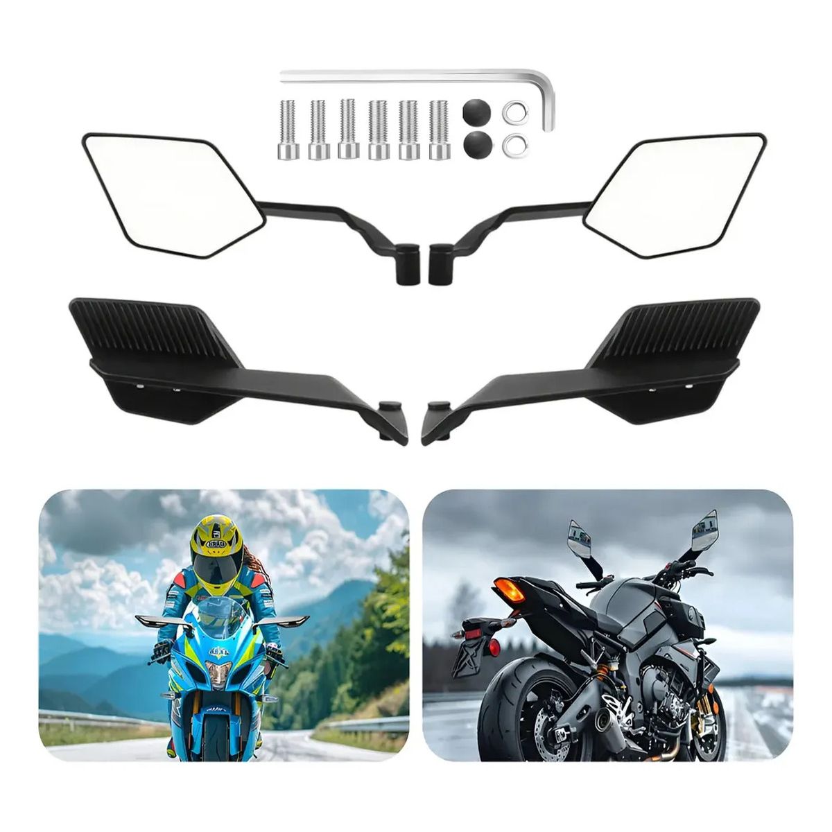 GENERICO - Espejos Retrovisores Para Motocicleta Universales Giratorio