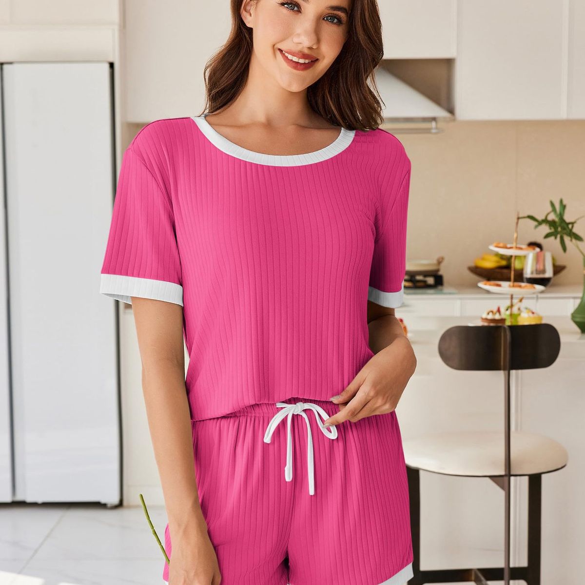 TIOZONEY - Conjuntos de ropa de mujer-Rosa