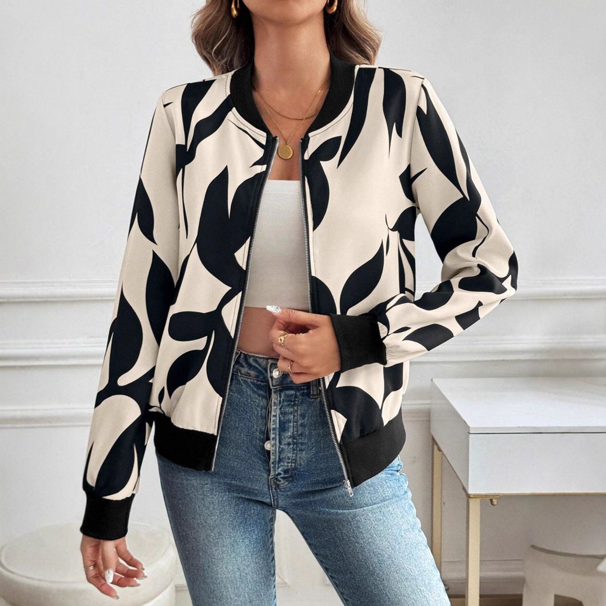 TIOZONEY - Chaqueta de mujer - Beige