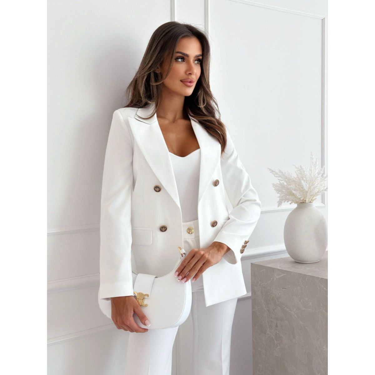 TIOZONEY - Blazer de mujer- Blanco