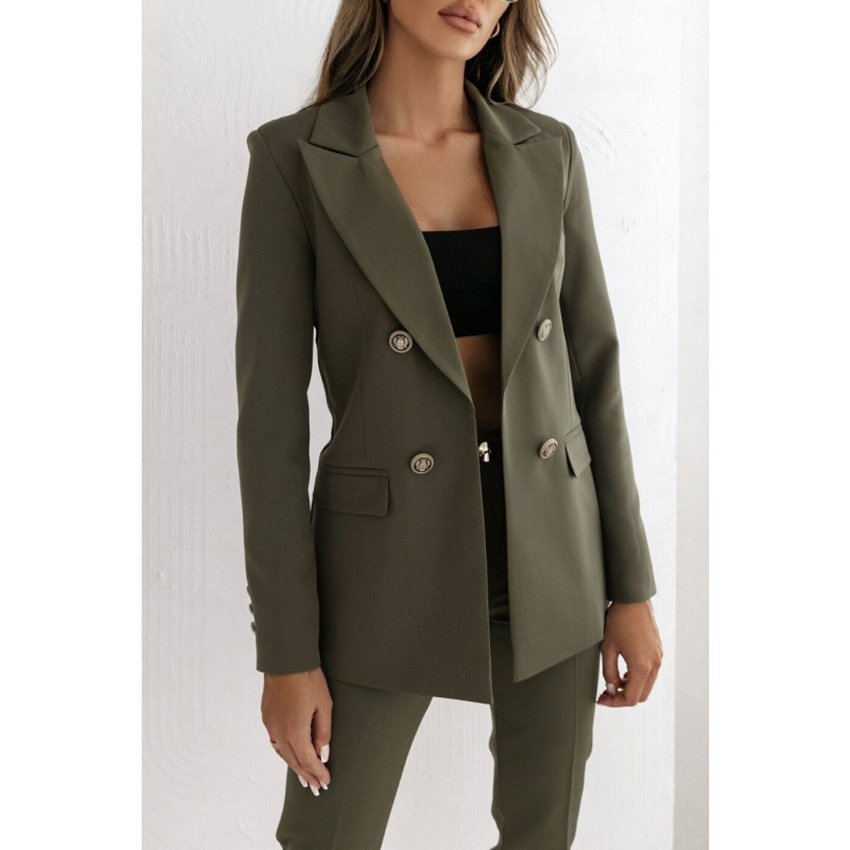 TIOZONEY - Blazer de mujer- Verde