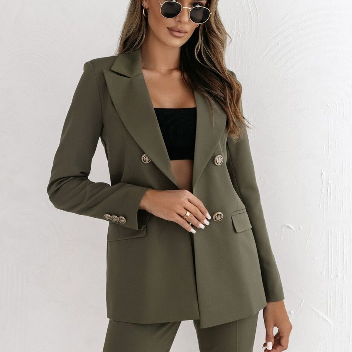 TIOZONEY - Blazer de mujer- Verde