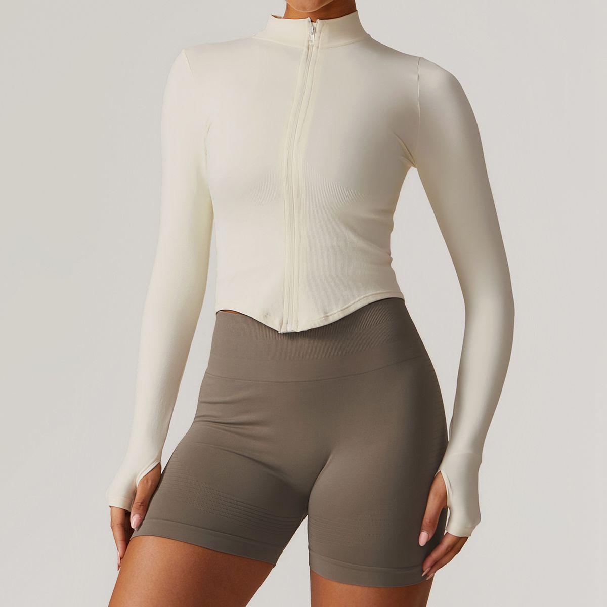 TIOZONEY - Chaqueta deportiva para mujer-Beige