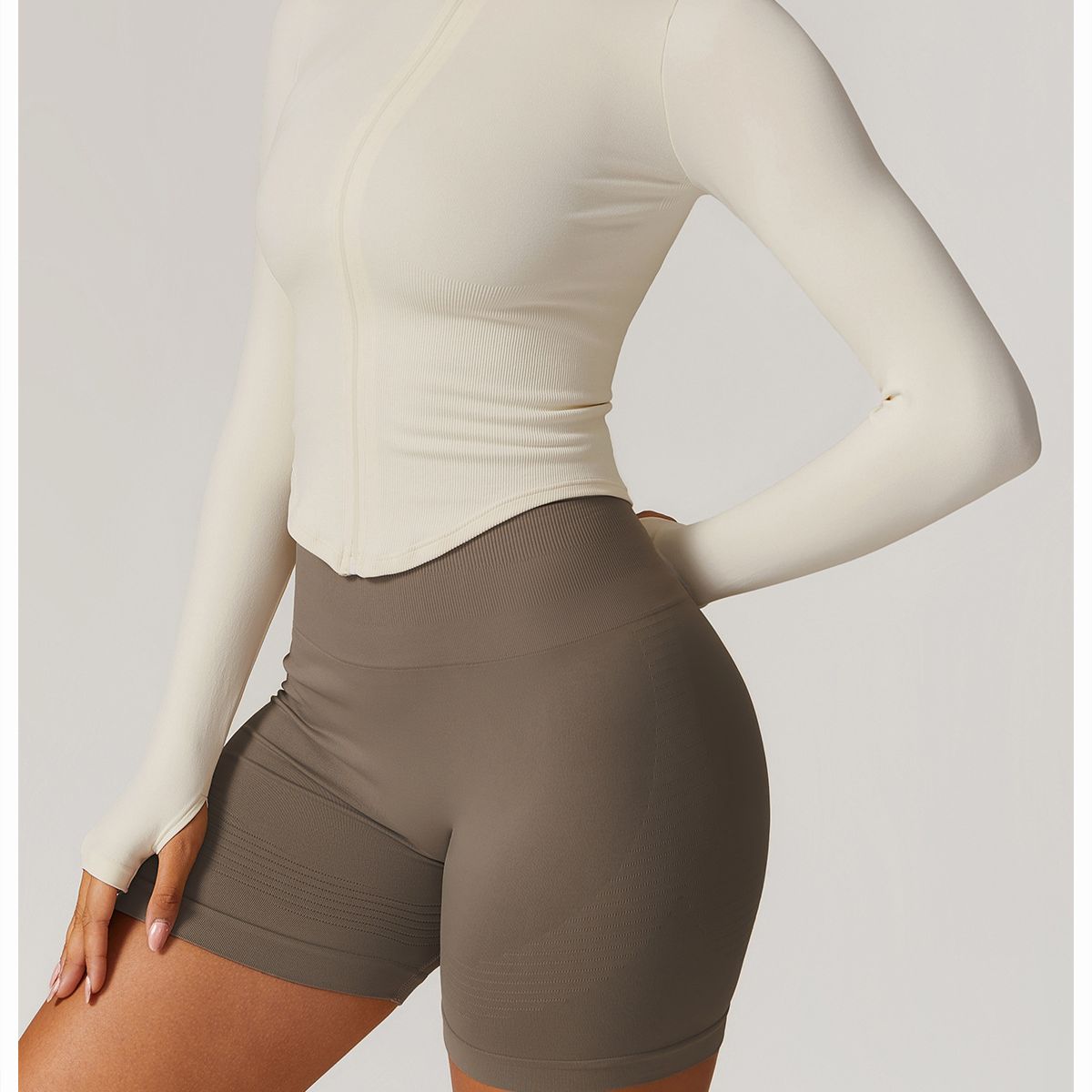 TIOZONEY - Chaqueta deportiva para mujer-Beige