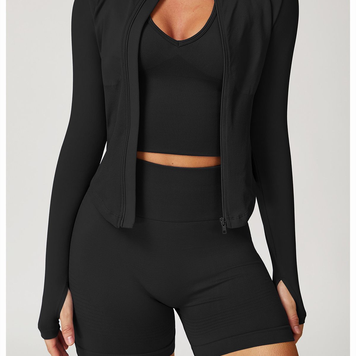 TIOZONEY - Chaqueta deportiva para mujer-Negro