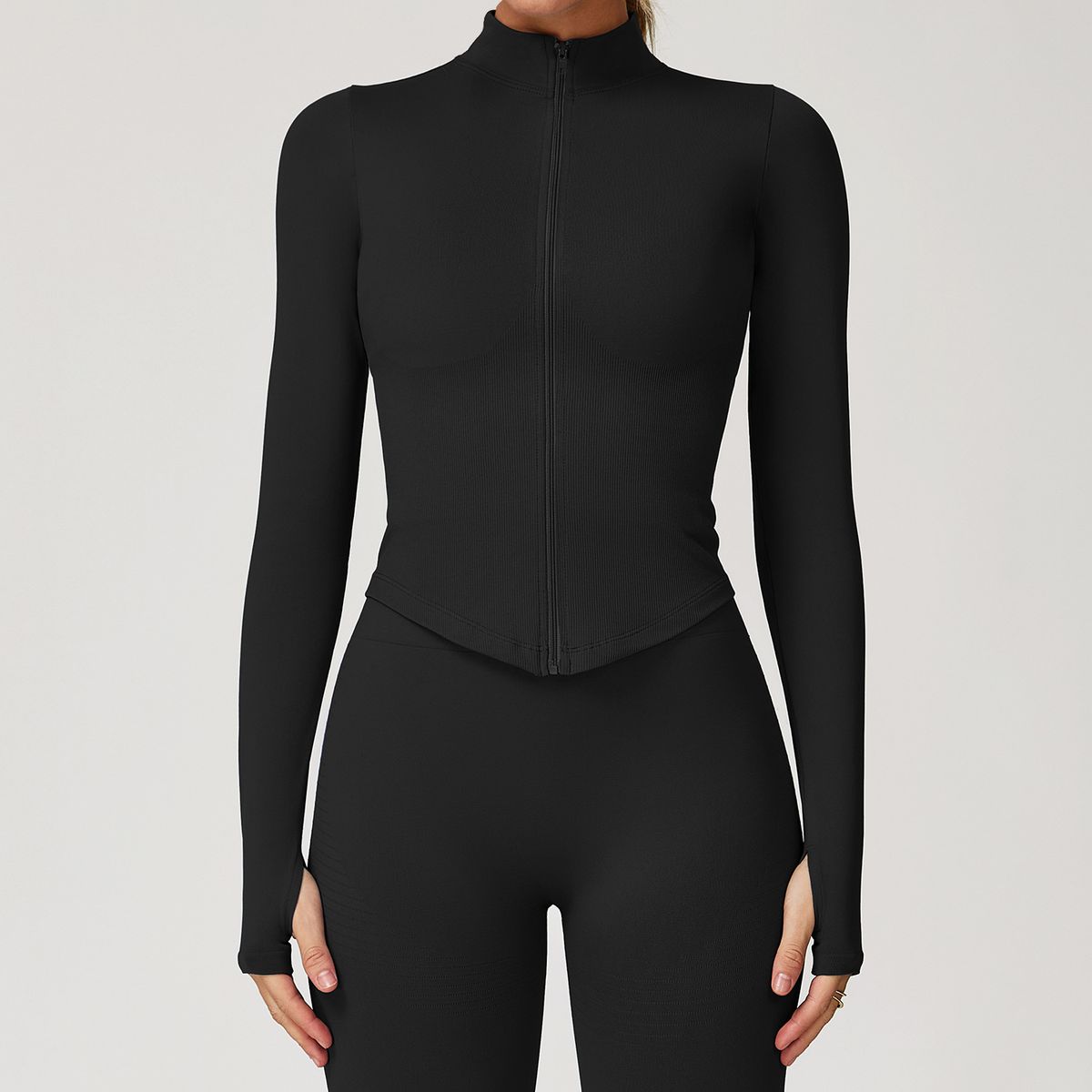 TIOZONEY - Chaqueta deportiva para mujer-Negro