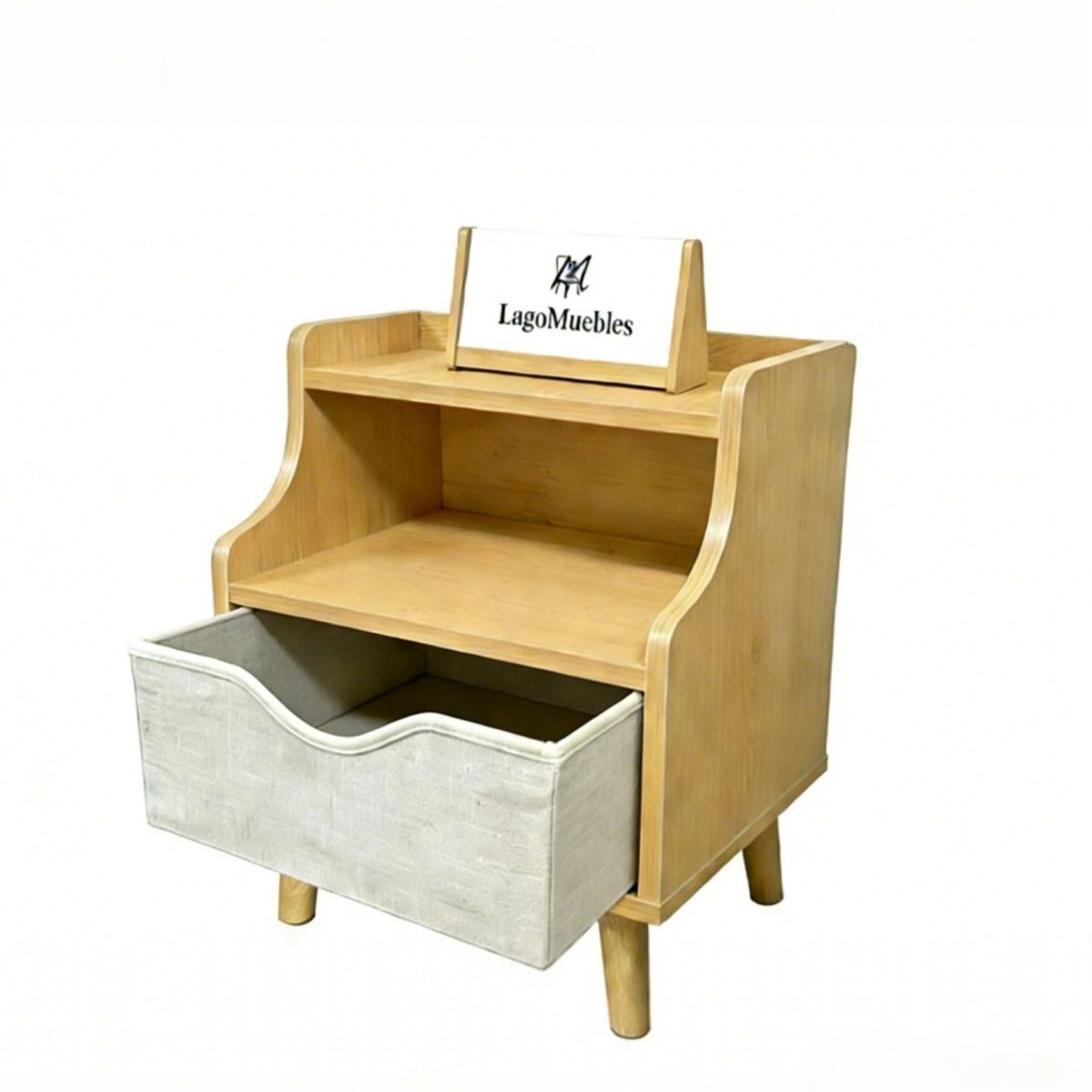 GENERICO - Velador Mesa De Noche Moderna Nórdico Cajón De Tela Gaveta Textil 37×28×48 Cm