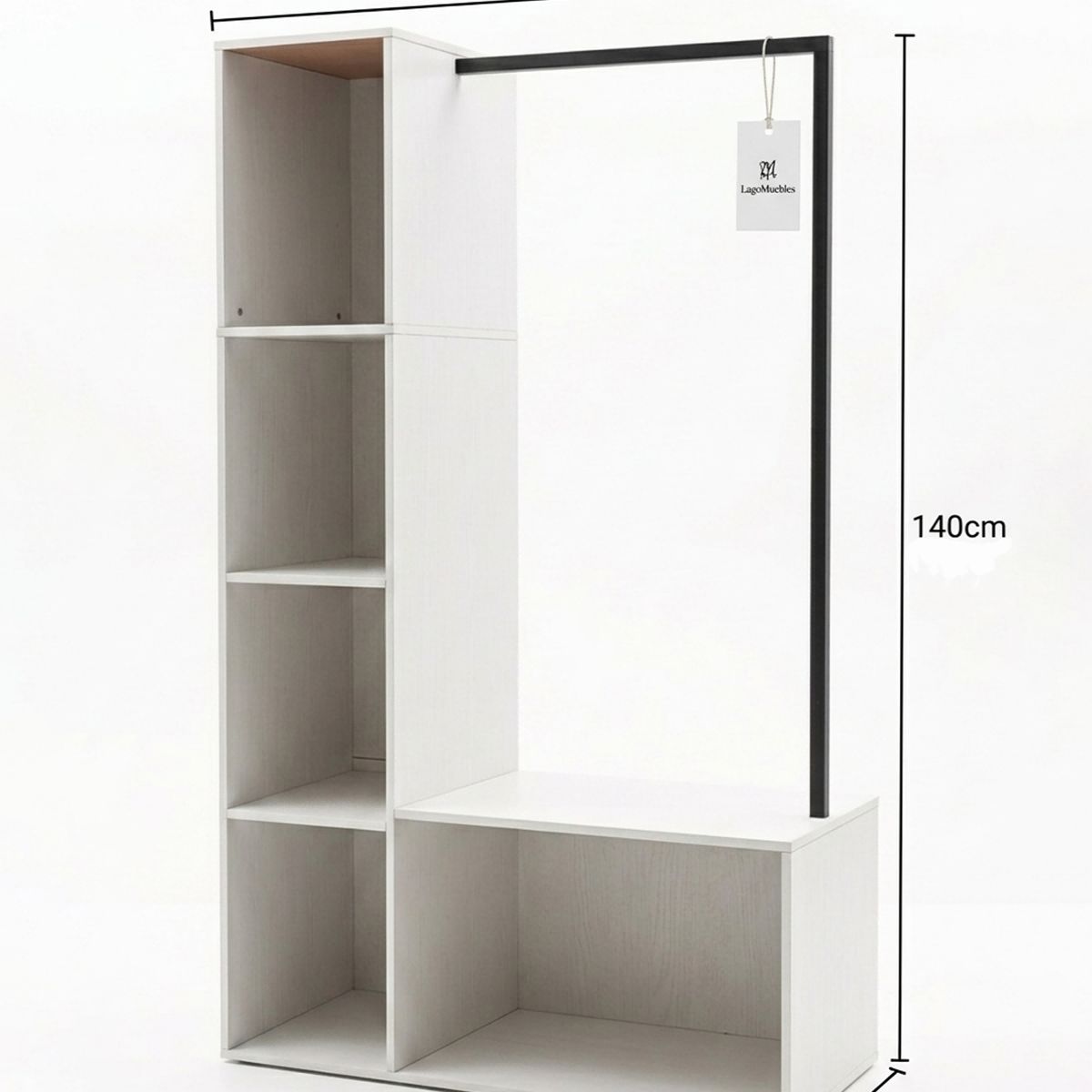 GENERICO - Closet Abierto Nórdico Organizador Ropa Con Perchero  80x40x140cm