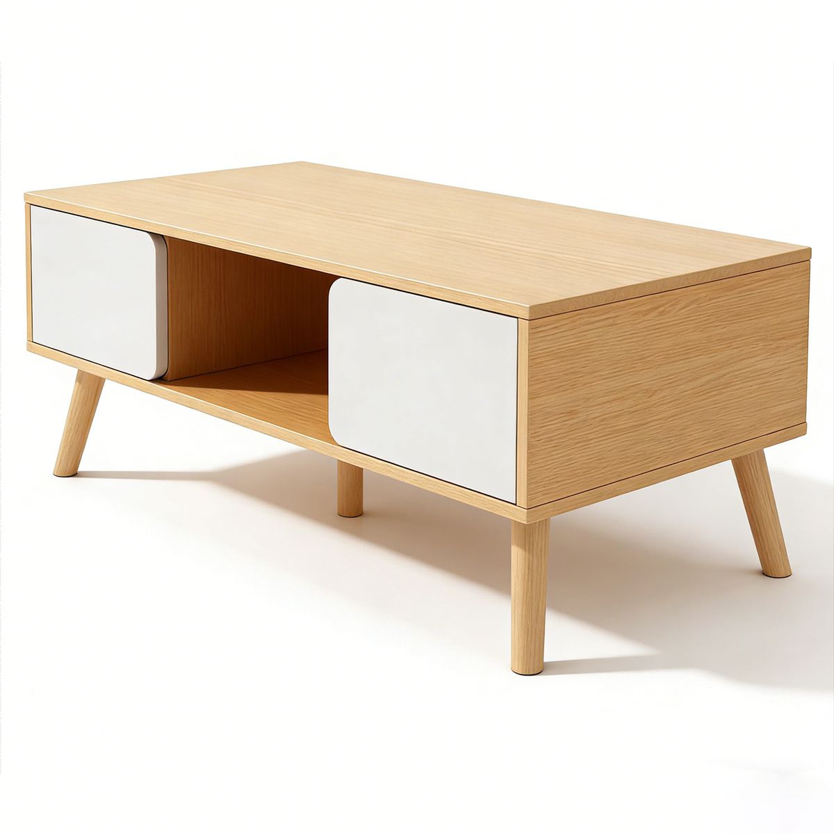 GENERICO - Mesa De Centro Living  Con Almacenamiento Nórdica Con 2 Puertas 100x50x42cm