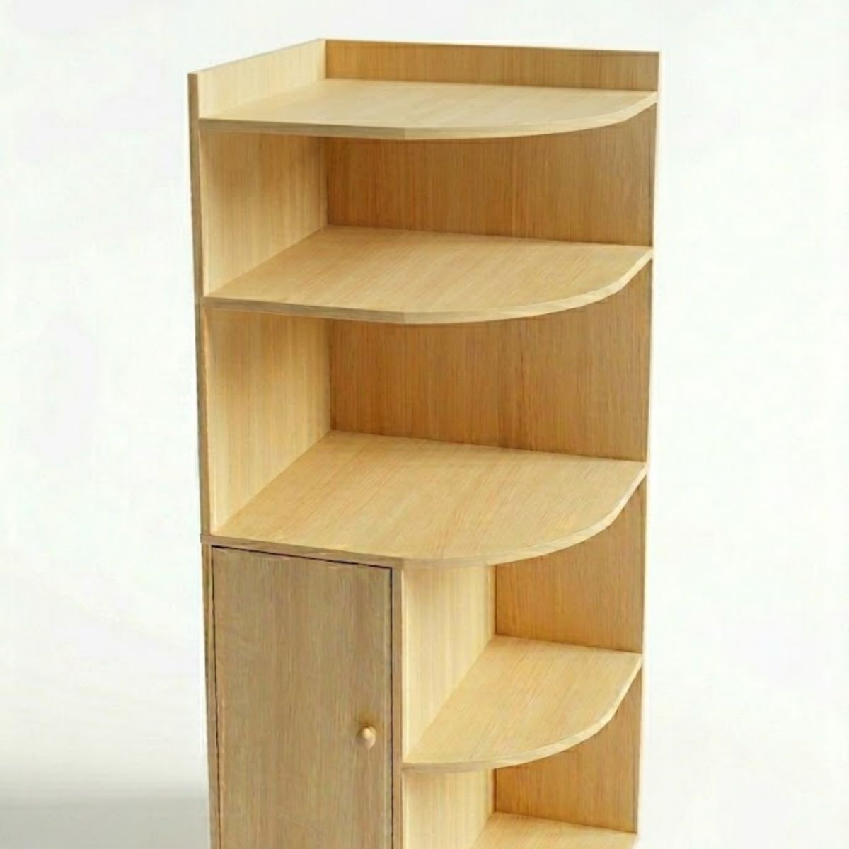 GENERICO - Librero Esquinero Madera Con Puerta Y 5 Niveles Nórdico Minimalista Roble Curvo 50x40x115cm