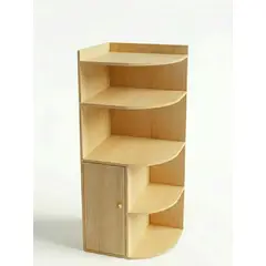 GENERICO - Librero Esquinero Madera Con Puerta Y 5 Niveles Nórdico Minimalista Roble Curvo 50x40x115cm