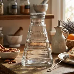 GENERICO - Set 6 Frasco De Vidrio Con Tapa Aluminio 300 ml Diseño Ergónomico