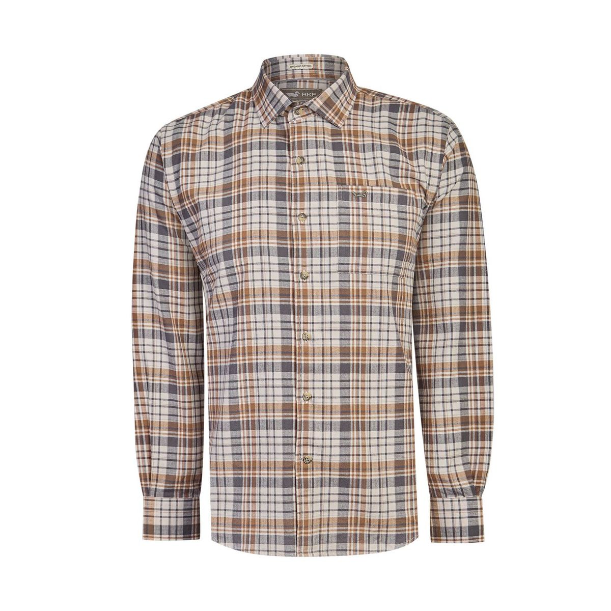 ROCKFORD - Camisa Algodón Orgánico Hombre Flannel Café ROCKFORD