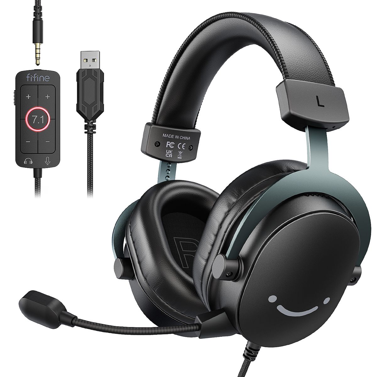 FIFINE - Audífonos Gamer Fifine H9 Sonido 7.1 Surround Micrófono Desmontable USB 3.5mm PS5 PS4 Xbox Switch