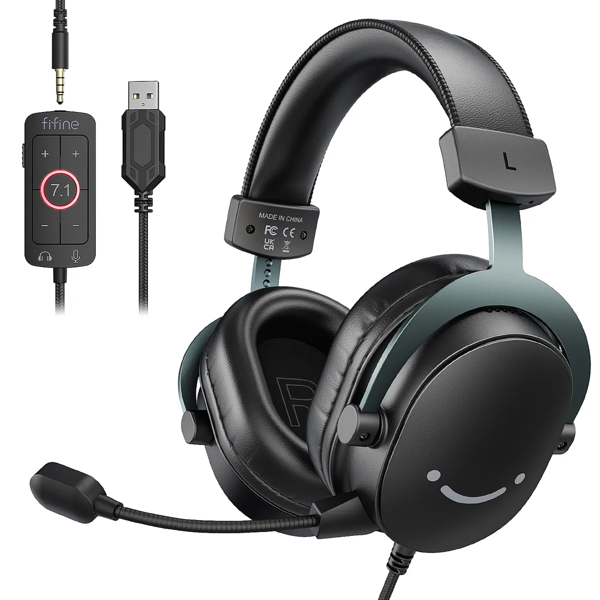 FIFINE - Audífonos Gamer Fifine H9 Sonido 7.1 Surround Micrófono Desmontable USB 3.5mm PS5 PS4 Xbox Switch