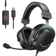 FIFINE - Audífonos Gamer H9 Sonido 7.1 Surround Micrófono Desmontable USB 3.5mm PS5 PS4 Xbox Switch