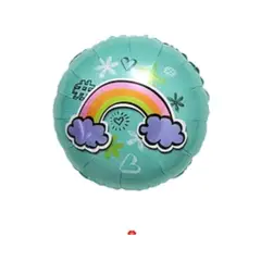 GENERICO - Globo redondo arco iris turquesa 45cm