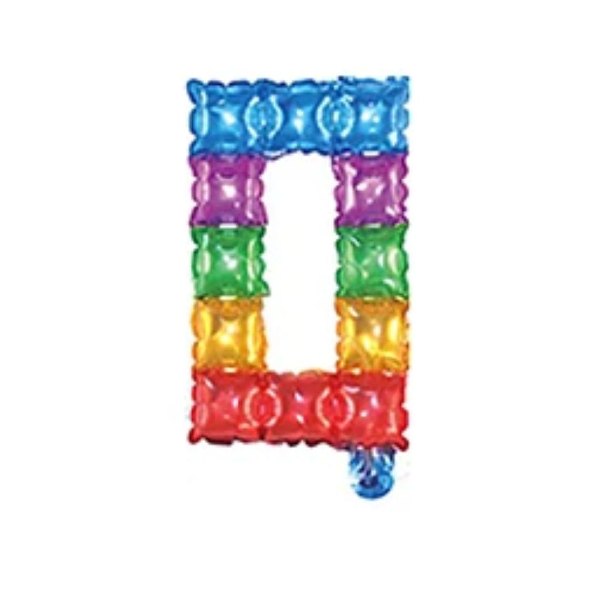 GENERICO - Globo metálico número 0 cuadros de colores 16"